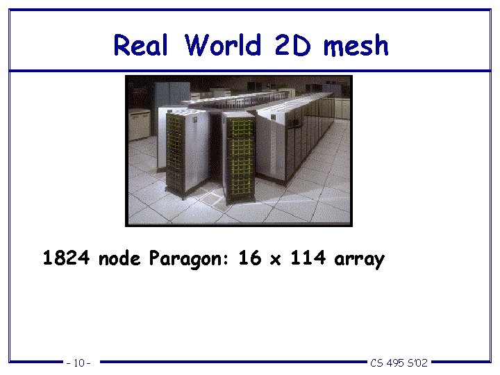 Real World 2 D mesh 1824 node Paragon: 16 x 114 array – 10