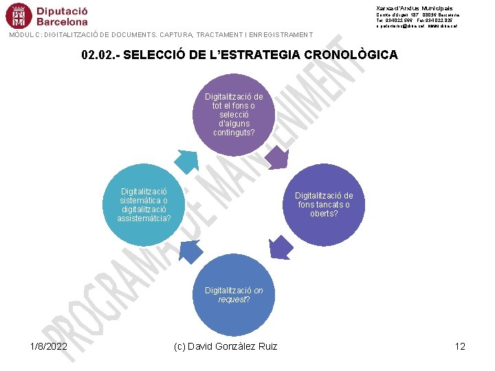 Xarxa d’Arxius Municipals Comte d’Urgell, 187 · 08036 Barcelona Tel. 934 022 566 · Xarxa d’Arxius Municipals Comte d’Urgell, 187 · 08036 Barcelona Tel. 934 022 566 ·