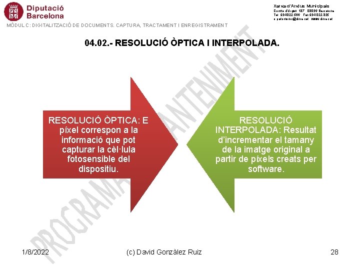 Xarxa d’Arxius Municipals Comte d’Urgell, 187 · 08036 Barcelona Tel. 934 022 566 · Xarxa d’Arxius Municipals Comte d’Urgell, 187 · 08036 Barcelona Tel. 934 022 566 ·