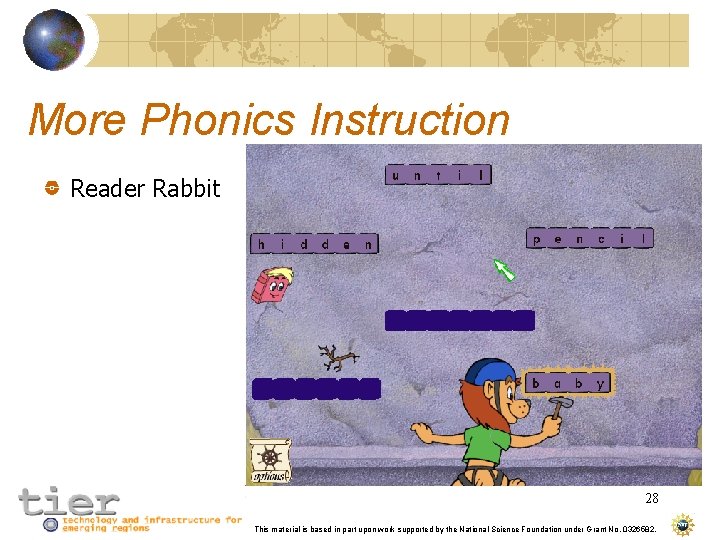 More Phonics Instruction Reader Rabbit 28 This material is based in part upon work