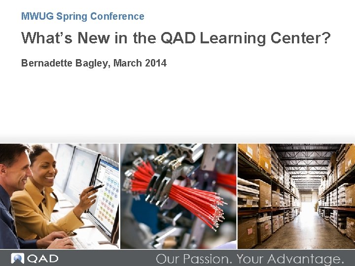 MWUG Spring Conference What’s New in the QAD Learning Center? Bernadette Bagley, March 2014