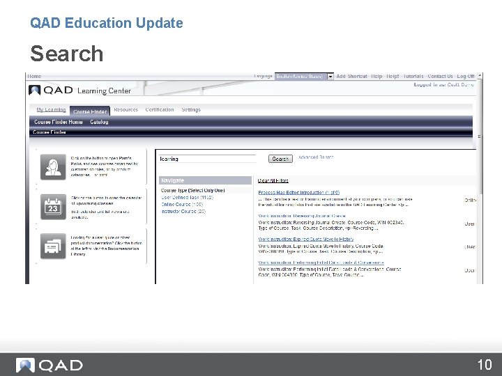 QAD Education Update Search 10 
