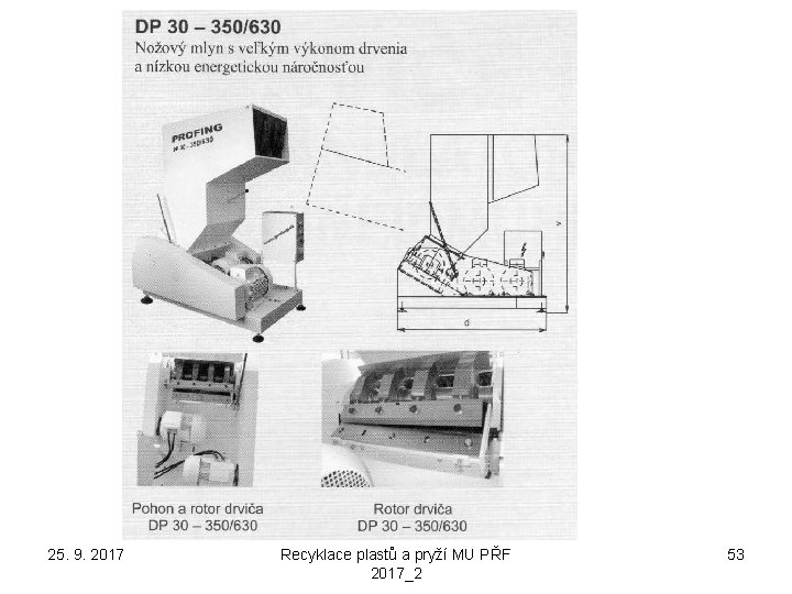25. 9. 2017 Recyklace plastů a pryží MU PŘF 2017_2 53 
