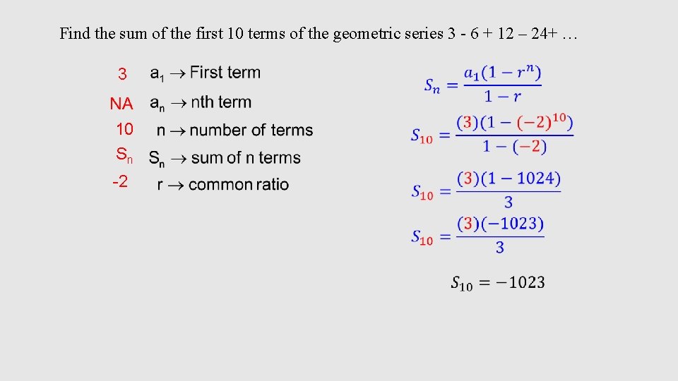 Find the sum of the first 10 terms of the geometric series 3 -