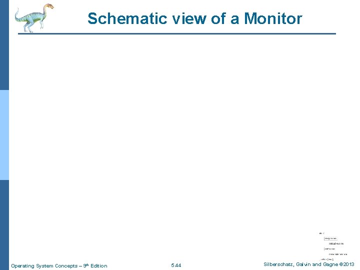 Schematic view of a Monitor Operating System Concepts – 9 th Edition 5. 44