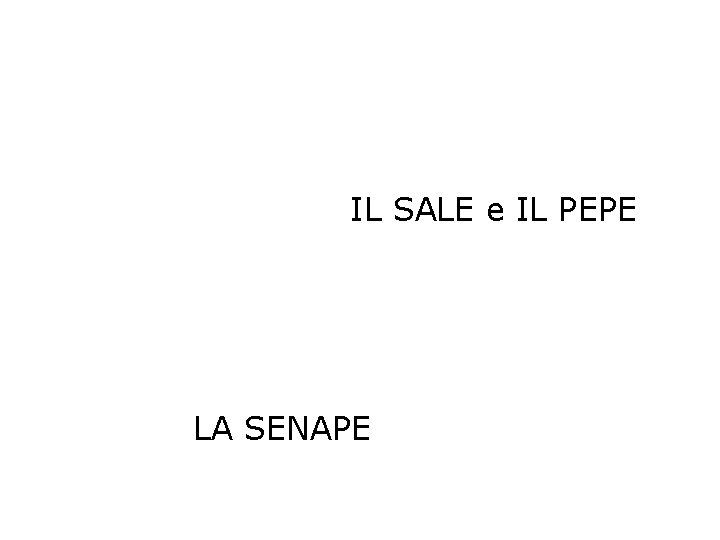 IL SALE e IL PEPE LA SENAPE 