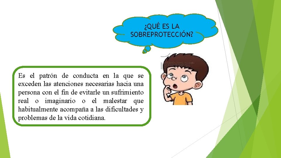 ¿QUÉ ES LA SOBREPROTECCIÓN? Es el patrón de conducta en la que se exceden