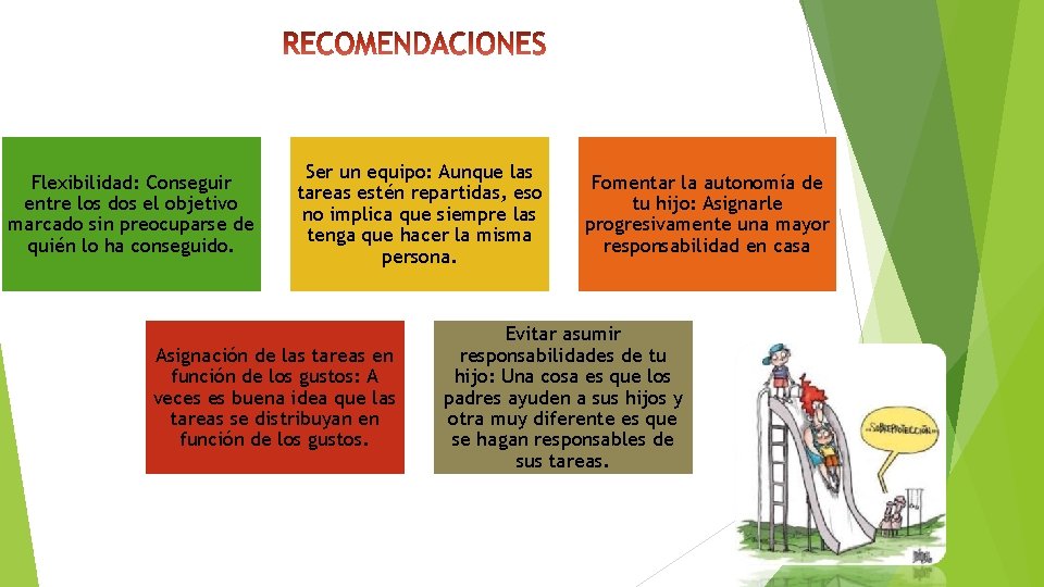 Flexibilidad: Conseguir entre los dos el objetivo marcado sin preocuparse de quién lo ha