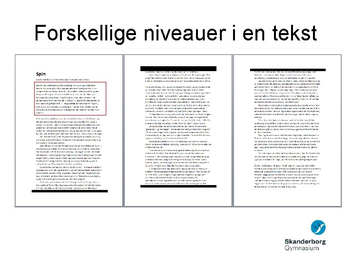 Forskellige niveauer i en tekst 