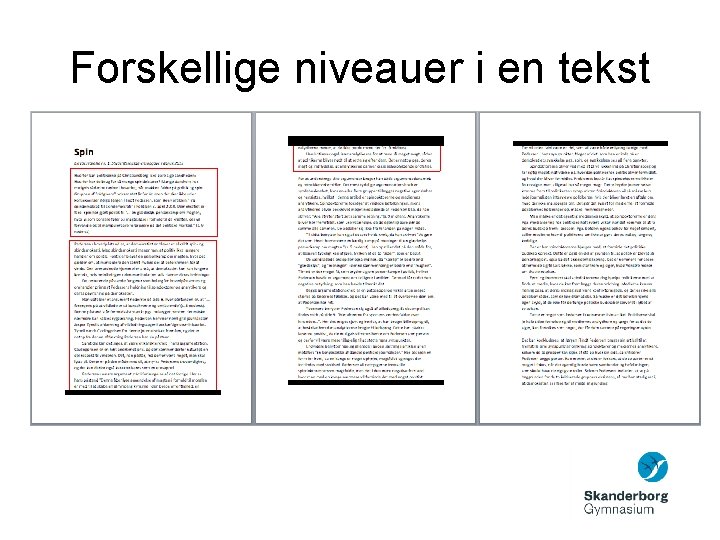 Forskellige niveauer i en tekst 