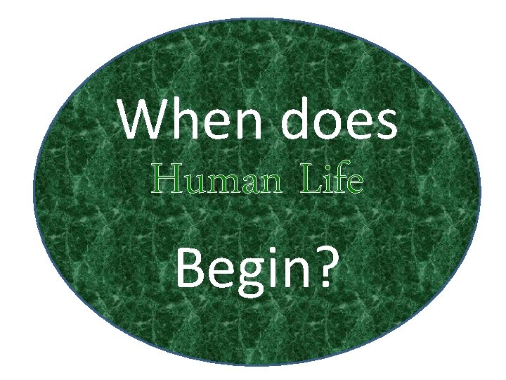 When does Human Life Begin? 