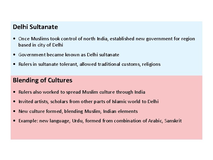 Delhi Sultanate • Once Muslims took control of north India, established new government for