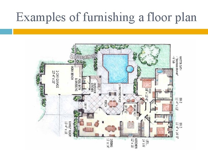 Examples of furnishing a floor plan 