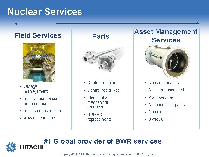 Nuclear Services Field Services • Outage management • In and under vessel maintenance •