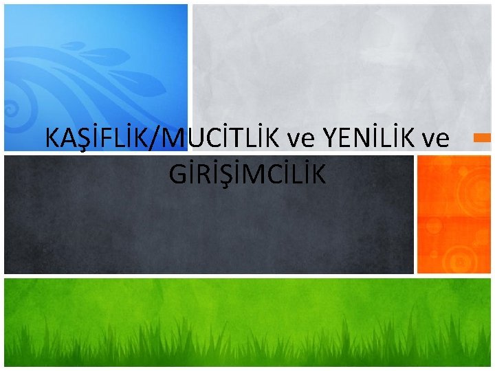 KAŞİFLİK/MUCİTLİK ve YENİLİK ve GİRİŞİMCİLİK 