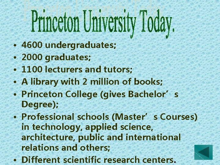  • • • 4600 undergraduates; 2000 graduates; 1100 lecturers and tutors; A library