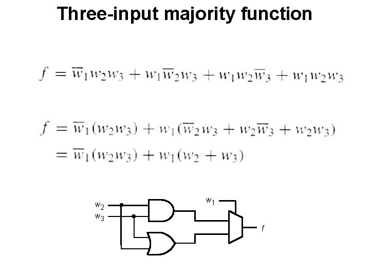 Three-input majority function w 2 w 3 w 1 f 