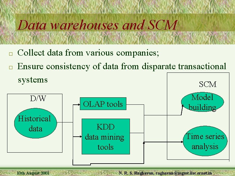 Data warehouses and SCM � � Collect data from various companies; Ensure consistency of