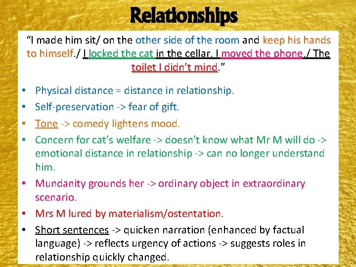 Relationships “I made him sit/ on the other side of the room and keep Relationships “I made him sit/ on the other side of the room and keep