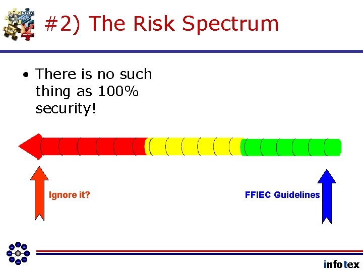 #2) The Risk Spectrum • There is no such thing as 100% security! Ignore