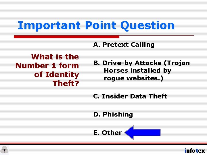 Important Point Question A. Pretext Calling What is the Number 1 form of Identity