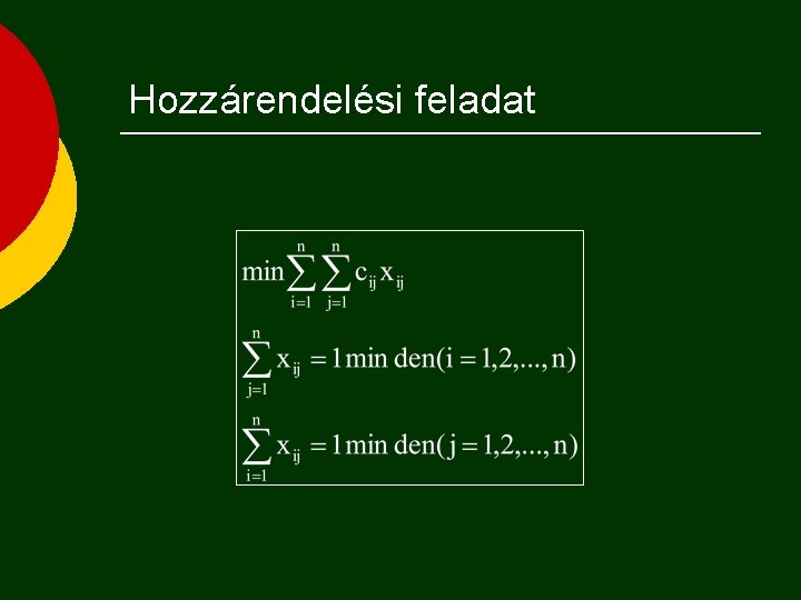 Hozzárendelési feladat 