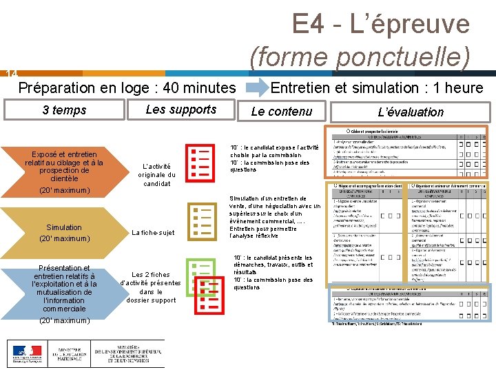 E 4 - L’épreuve (forme ponctuelle) 14 Préparation en loge : 40 minutes 3