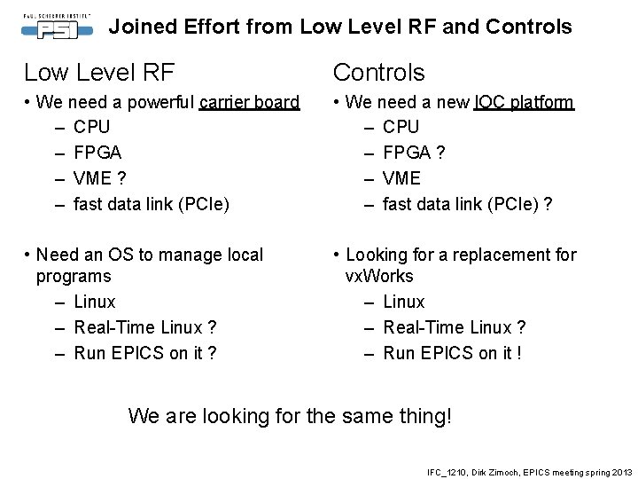 Joined Effort from Low Level RF and Controls Low Level RF Controls • We