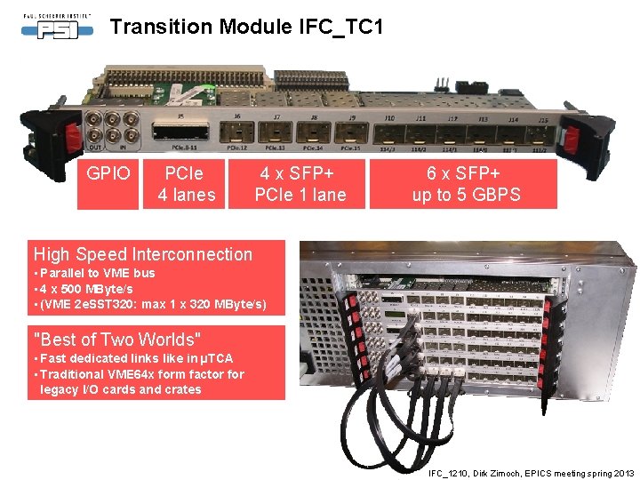 Transition Module IFC_TC 1 GPIO PCIe 4 lanes 4 x SFP+ PCIe 1 lane