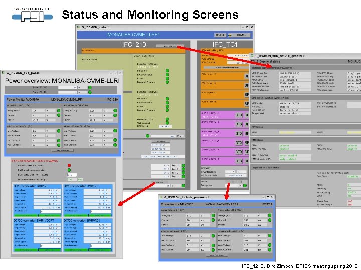 Status and Monitoring Screens IFC_1210, Dirk Zimoch, EPICS meeting spring 2013 