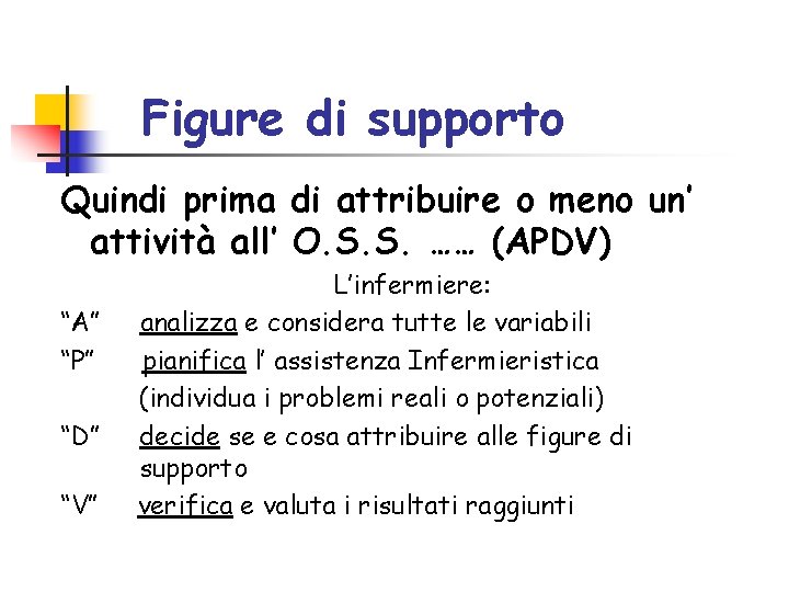 Figure di supporto Quindi prima di attribuire o meno un’ attività all’ O. S. Figure di supporto Quindi prima di attribuire o meno un’ attività all’ O. S.