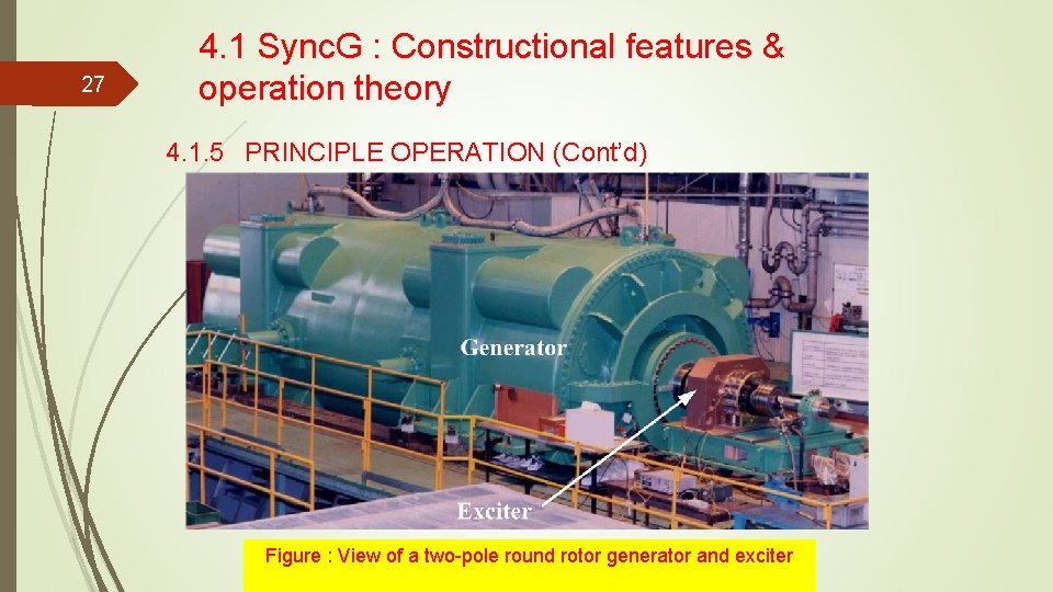 27 4. 1 Sync. G : Constructional features & operation theory 4. 1. 5 27 4. 1 Sync. G : Constructional features & operation theory 4. 1. 5