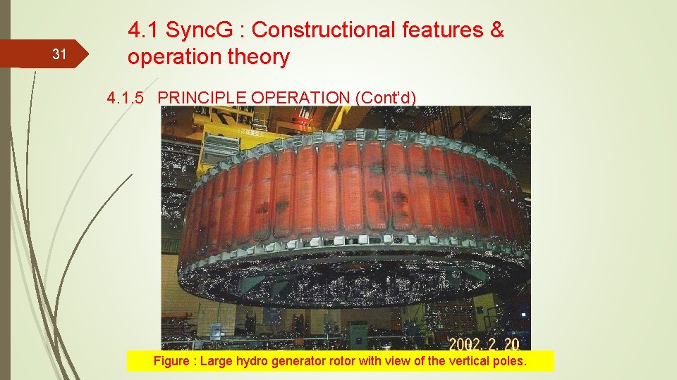 31 4. 1 Sync. G : Constructional features & operation theory 4. 1. 5 31 4. 1 Sync. G : Constructional features & operation theory 4. 1. 5