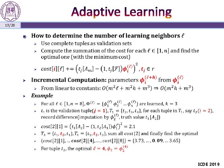 Adaptive Learning 13/20 ICDE 2019 