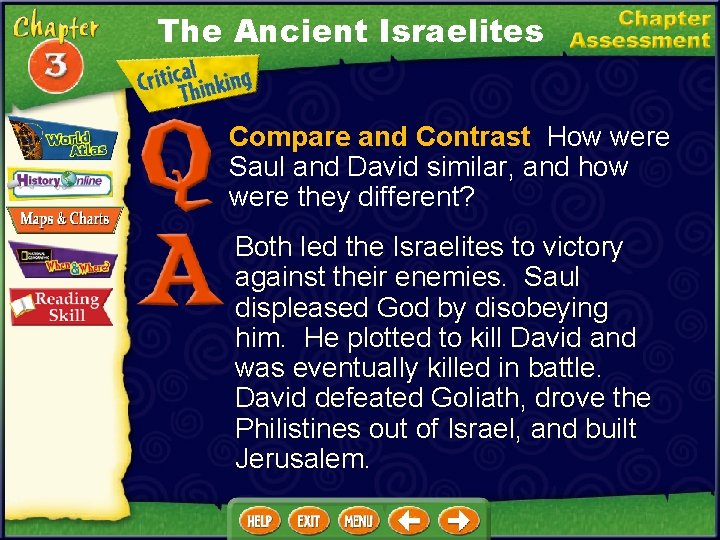 The Ancient Israelites Compare and Contrast How were Saul and David similar, and how