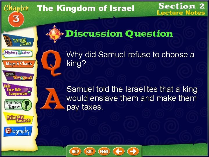 The Kingdom of Israel Why did Samuel refuse to choose a king? Samuel told