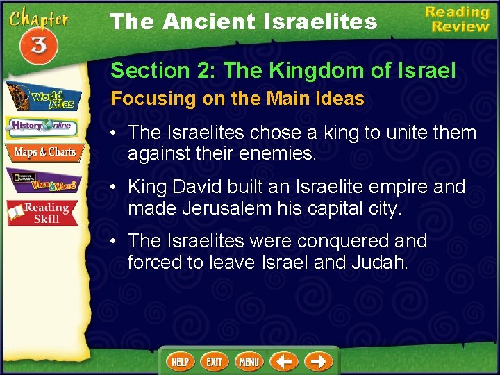 The Ancient Israelites Section 2: The Kingdom of Israel Focusing on the Main Ideas