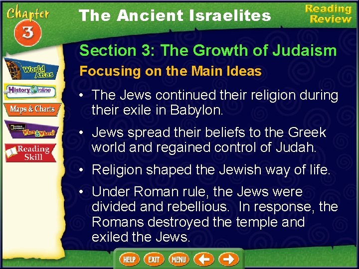 The Ancient Israelites Section 3: The Growth of Judaism Focusing on the Main Ideas