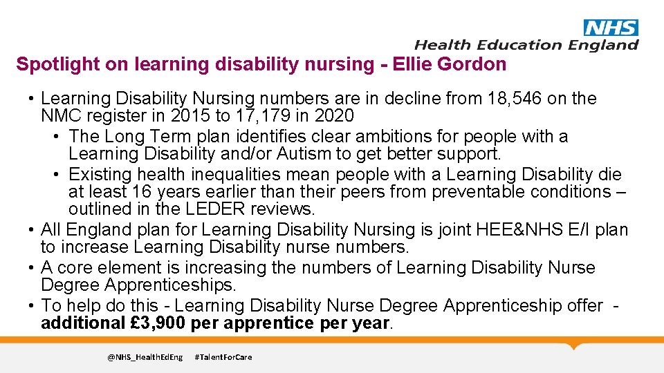 Spotlight on learning disability nursing - Ellie Gordon • Learning Disability Nursing numbers are