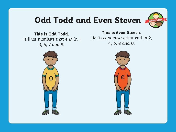 Odd Todd and Even Steven This is Odd Todd. He likes numbers that end