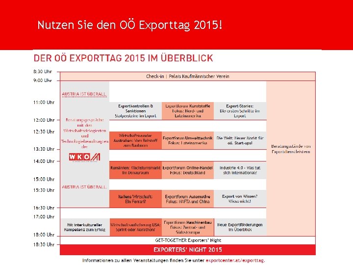 Nutzen Sie den OÖ Exporttag 2015! 