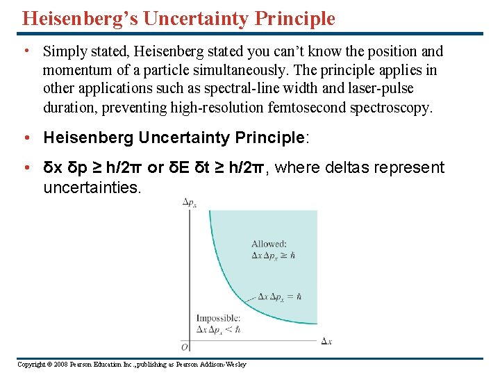 Heisenberg’s Uncertainty Principle • Simply stated, Heisenberg stated you can’t know the position and