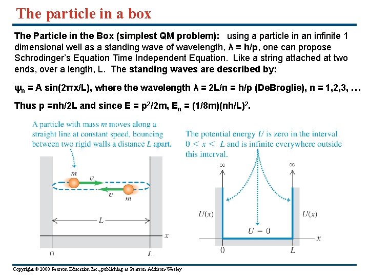 The particle in a box The Particle in the Box (simplest QM problem): using