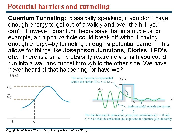 Potential barriers and tunneling Quantum Tunneling: classically speaking, if you don’t have enough energy