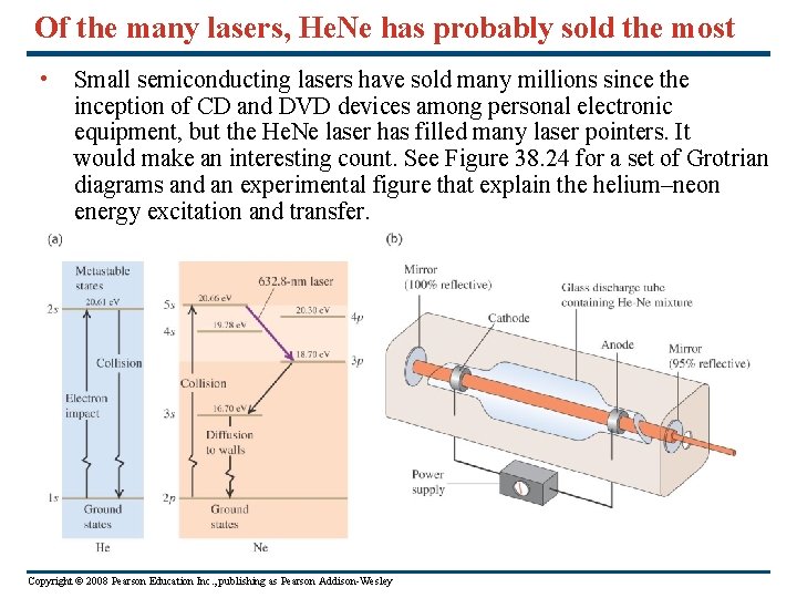 Of the many lasers, He. Ne has probably sold the most • Small semiconducting
