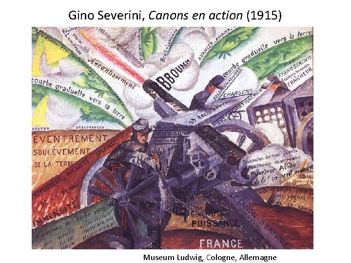 Gino Severini, Canons en action (1915) Museum Ludwig, Cologne, Allemagne 