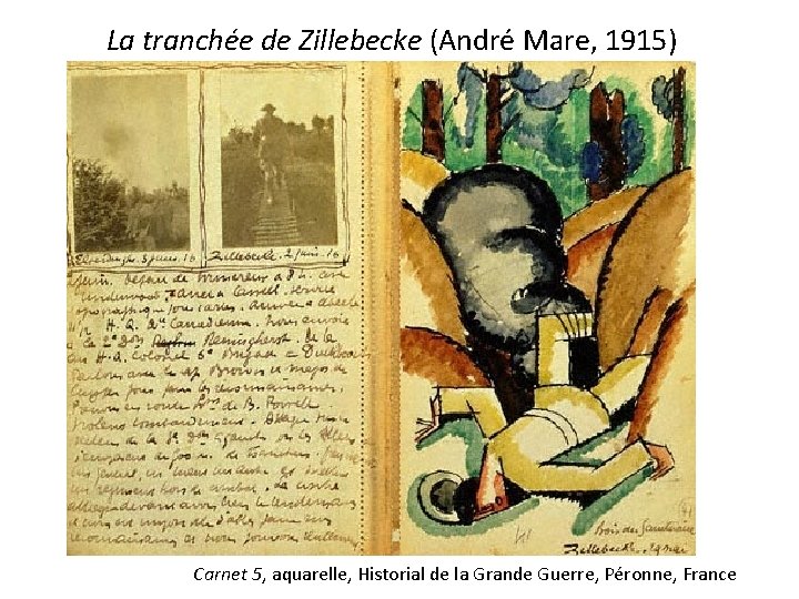 La tranchée de Zillebecke (André Mare, 1915) Carnet 5, aquarelle, Historial de la Grande