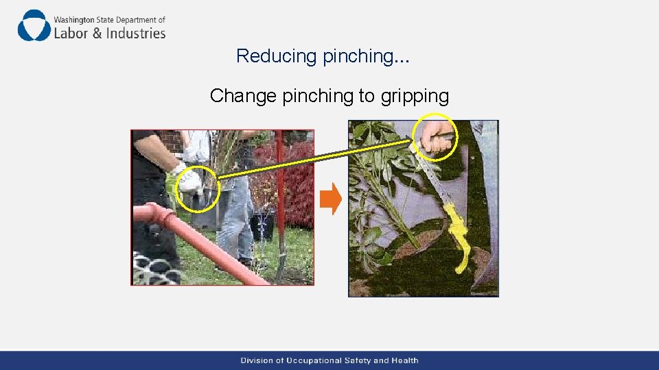 Reducing pinching… Change pinching to gripping 