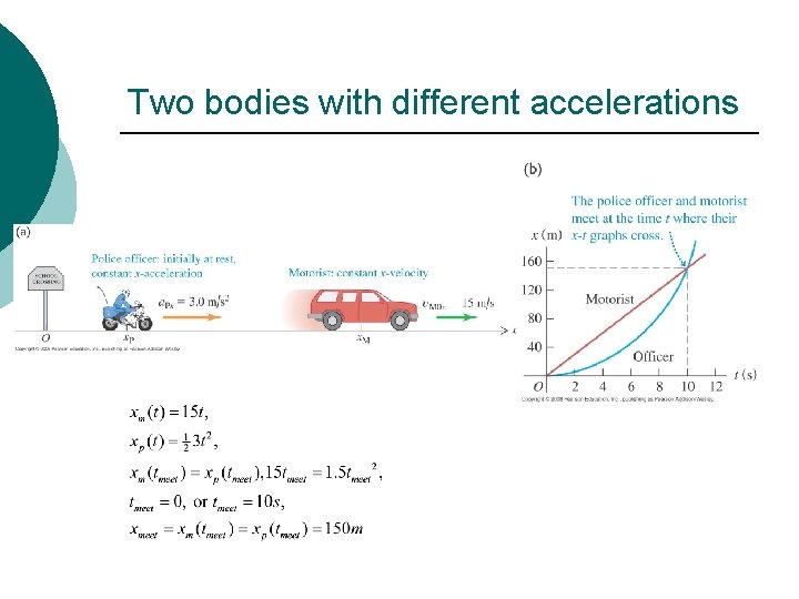 Two bodies with different accelerations 