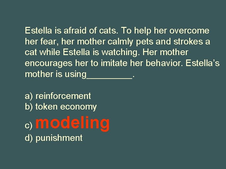 Estella is afraid of cats. To help her overcome her fear, her mother calmly